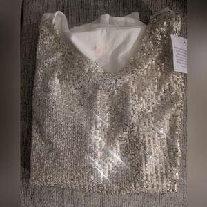 Women's By Kim Gravel Gold Sequin Dressy Tank Top.